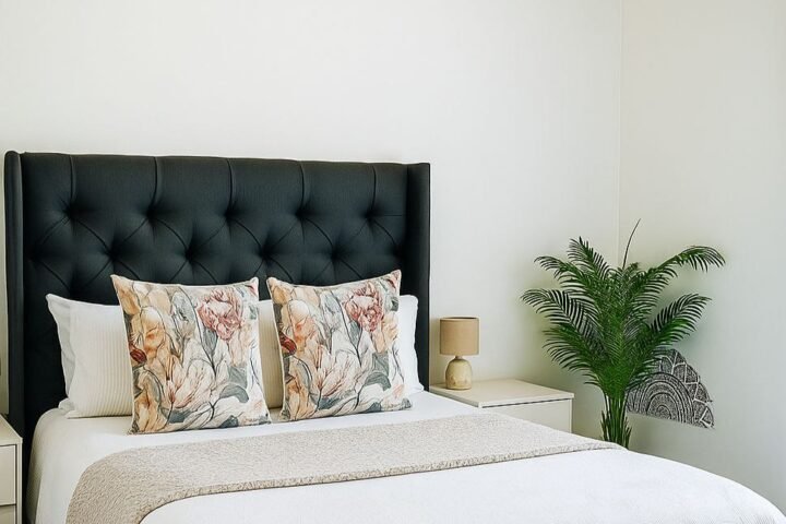 Modern furnished rental property living room – Airbnb Johannesburg, Sandton, Joburg city center, luxury short-term rental